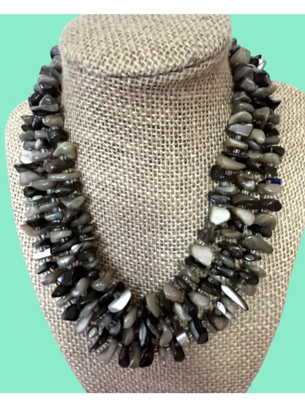 Multi-Strand Chunky Shell Bead Necklace In Earth Tones